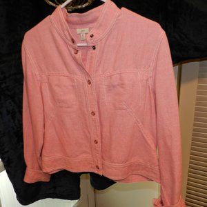 LINEN  CROPPED JACKET IN SALMON PINK